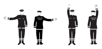 umferdarstjorn-logreglu-allir - Polizeiliche Verkehrsregelung - Alle Richtungen Verkehrsschild