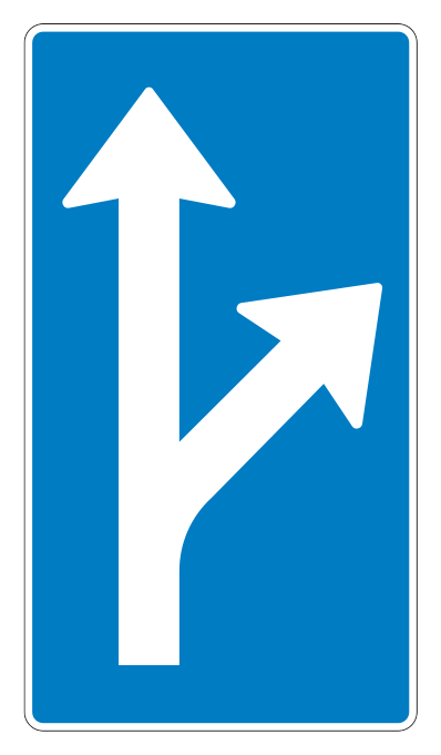 500.50.ih_-1 - Spurverlaufsschild – Geradeaus oder nach rechts abbiegen Verkehrsschild