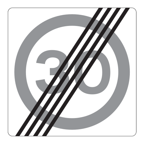 563 - Ende von Bereichen mit besonderen Geschwindigkeitsbegrenzungen Verkehrsschild