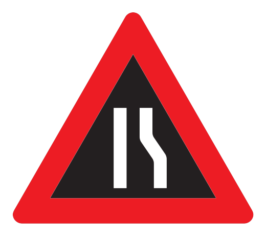 106.2 - Dynamische Fahrbahnverengung nach rechts Verkehrsschild