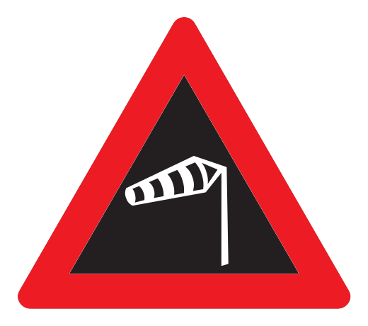 152.1 - Dynamischer Seitenwind von links Verkehrsschild