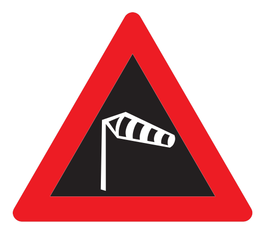 152.2 - Dynamischer starker Seitenwind von rechts Verkehrsschild