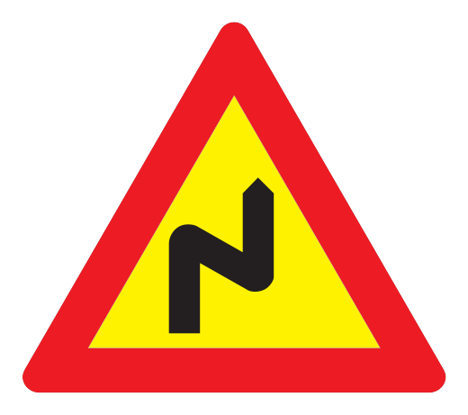 102.1 - Doppelkurve, erste nach rechts Verkehrsschild