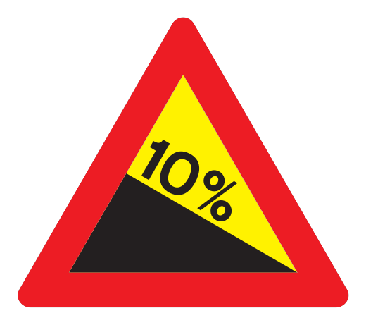 104.2 - Steile Abfahrt (Gefälle in % angezeigt) Verkehrsschild