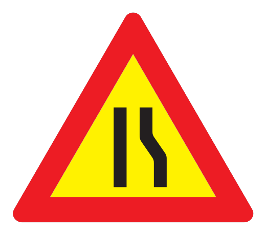 106.2 - Fahrbahnverengung von rechts Verkehrsschild