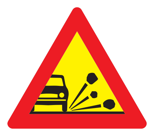 112 - Steinschlag Verkehrsschild