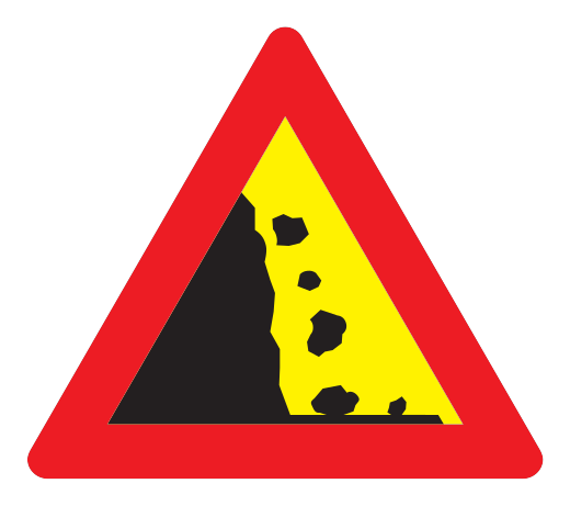 114.2 - Steinschlag, Lawine von links Verkehrsschild