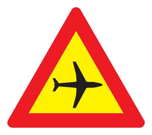150.1 - Tiefflug von links Verkehrsschild