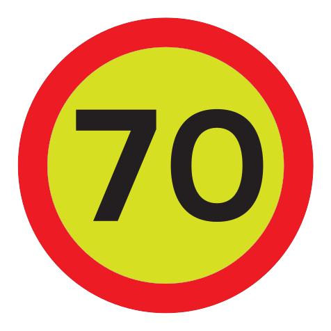 362.70 - Temporäre Geschwindigkeitsbegrenzung auf 70 km/h Verkehrsschild