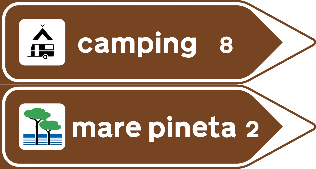 IT-I-042 - Wegweiser zu Campingplatz und Strand Verkehrsschild