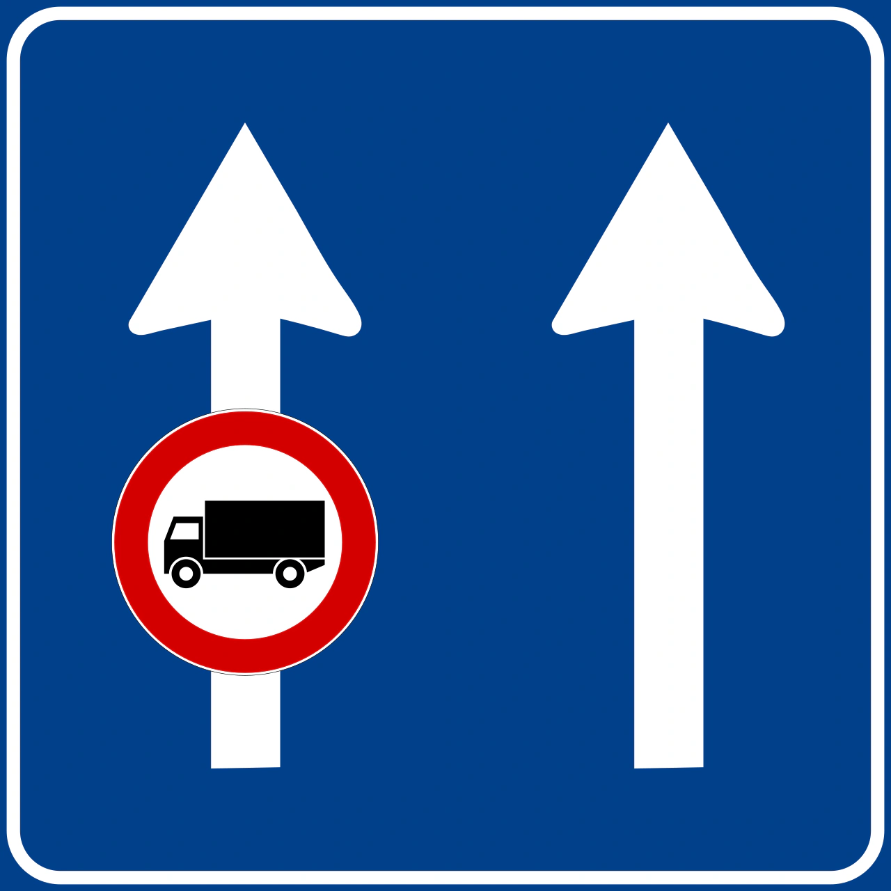 II.337 - Spurbelegung auf außerstädtischen Straßen (Beispiel) Verkehrsschild