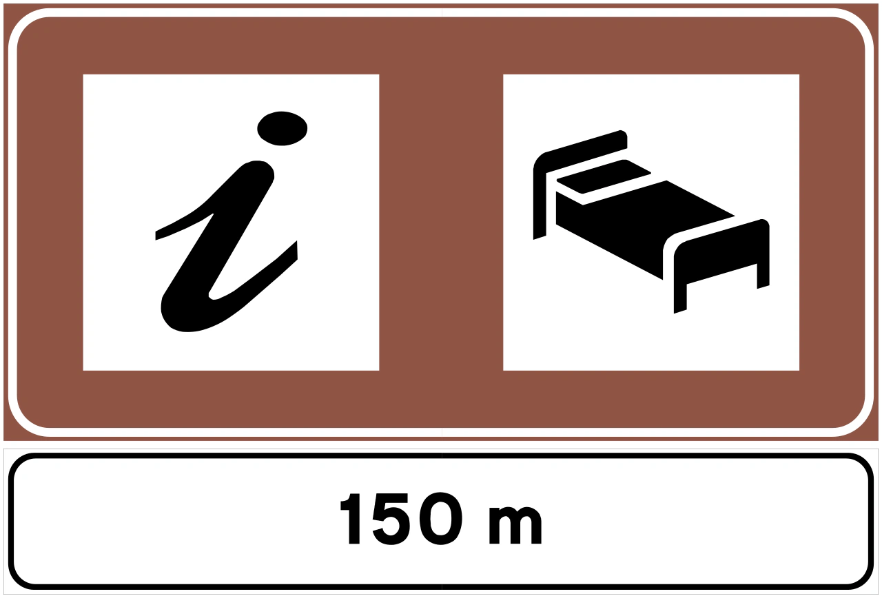 IT-I-046 - Hotel-Informationszentrum voraus Verkehrsschild
