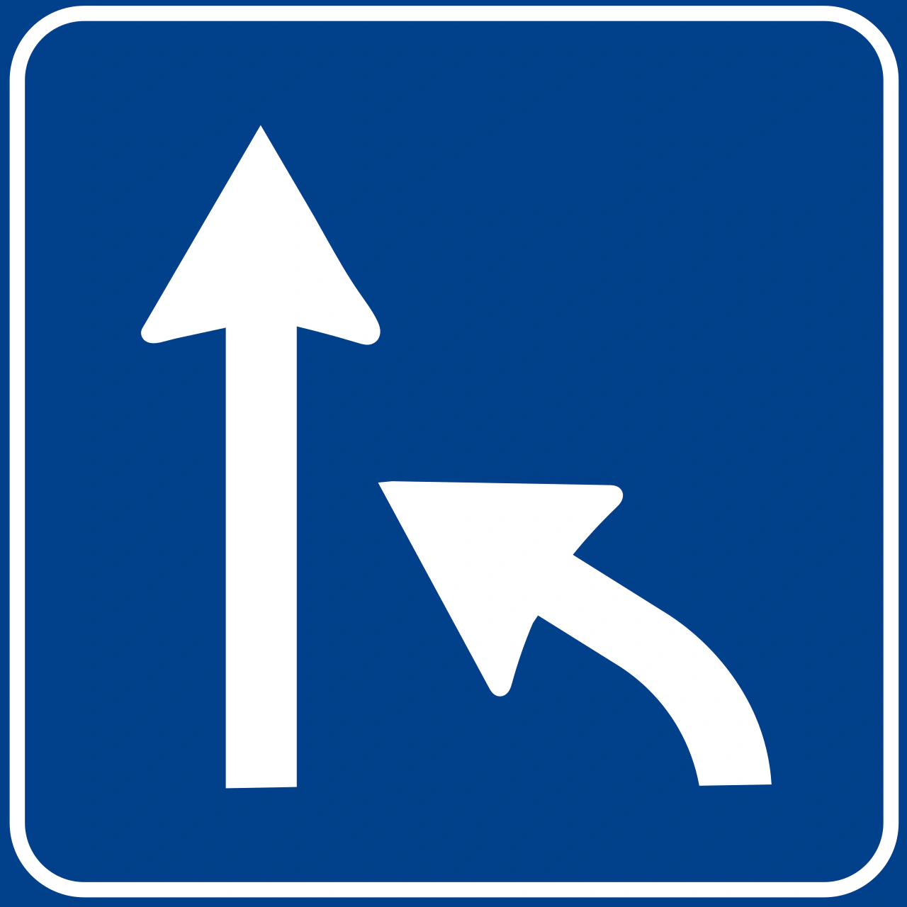 II.341 - Ende des Fahrstreifens. Der Hintergrund ist auf der Autobahn grün Verkehrsschild