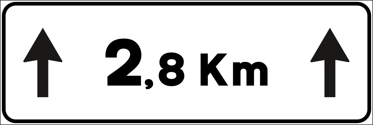 II.2-b - Länge einer Gefahr oder Vorschrift (in Kilometern) Verkehrsschild