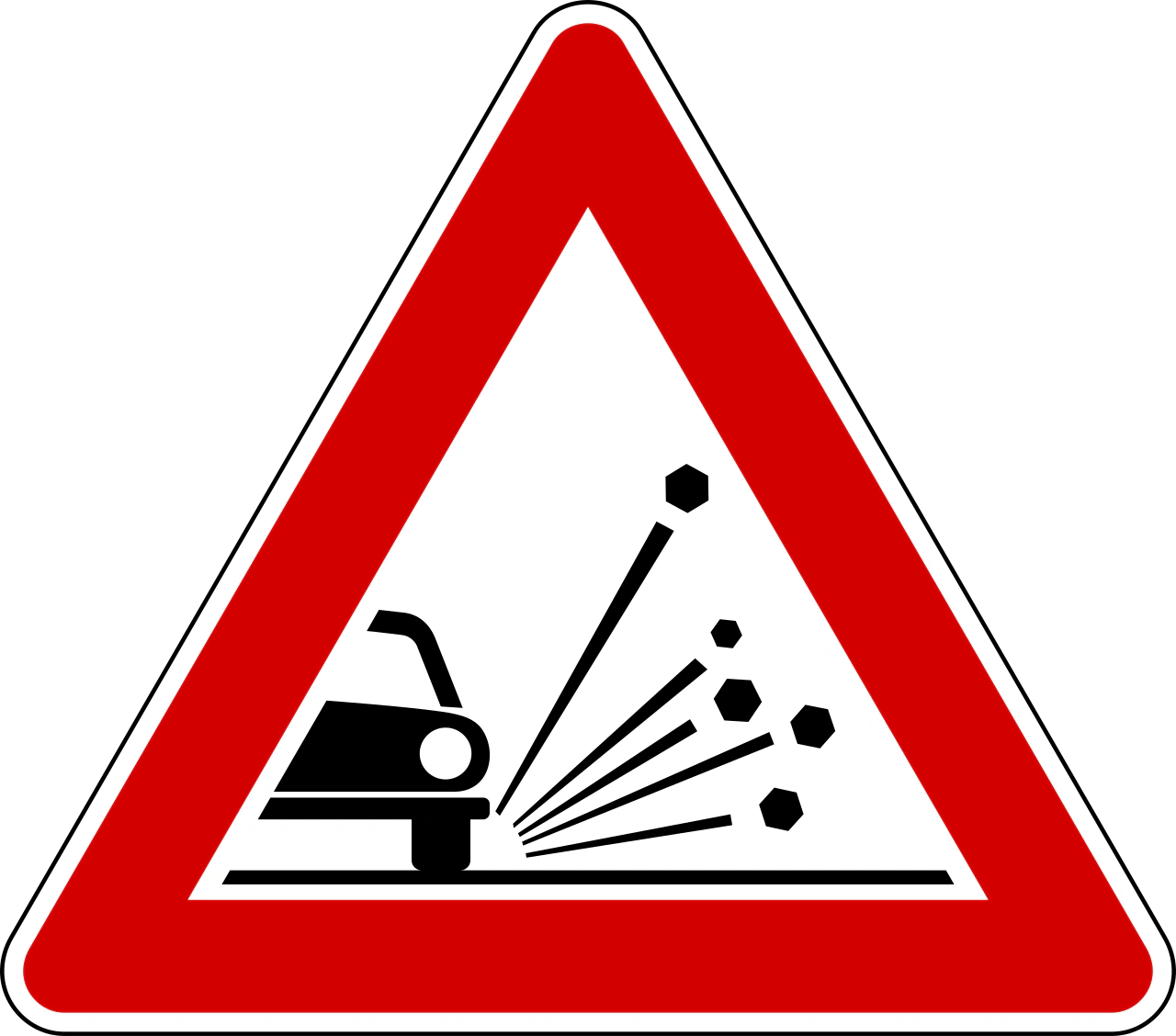 IT-W-32 - Loose chippings road sign