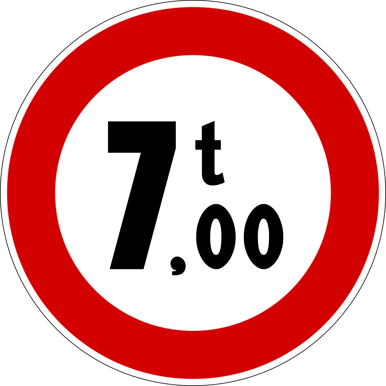 II.68 - Maximum weight in tonnes road sign