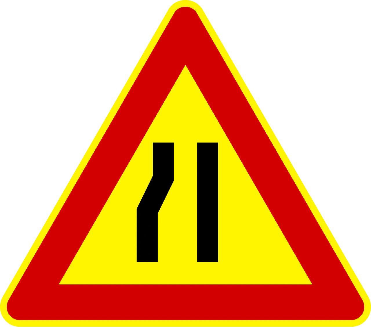 IT-T-03 - Fahrbahnverengung links Verkehrsschild