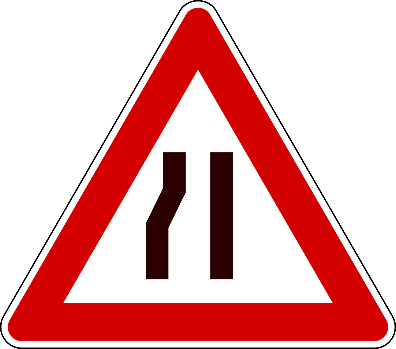IT-W-20 - Road narrows on the left road sign