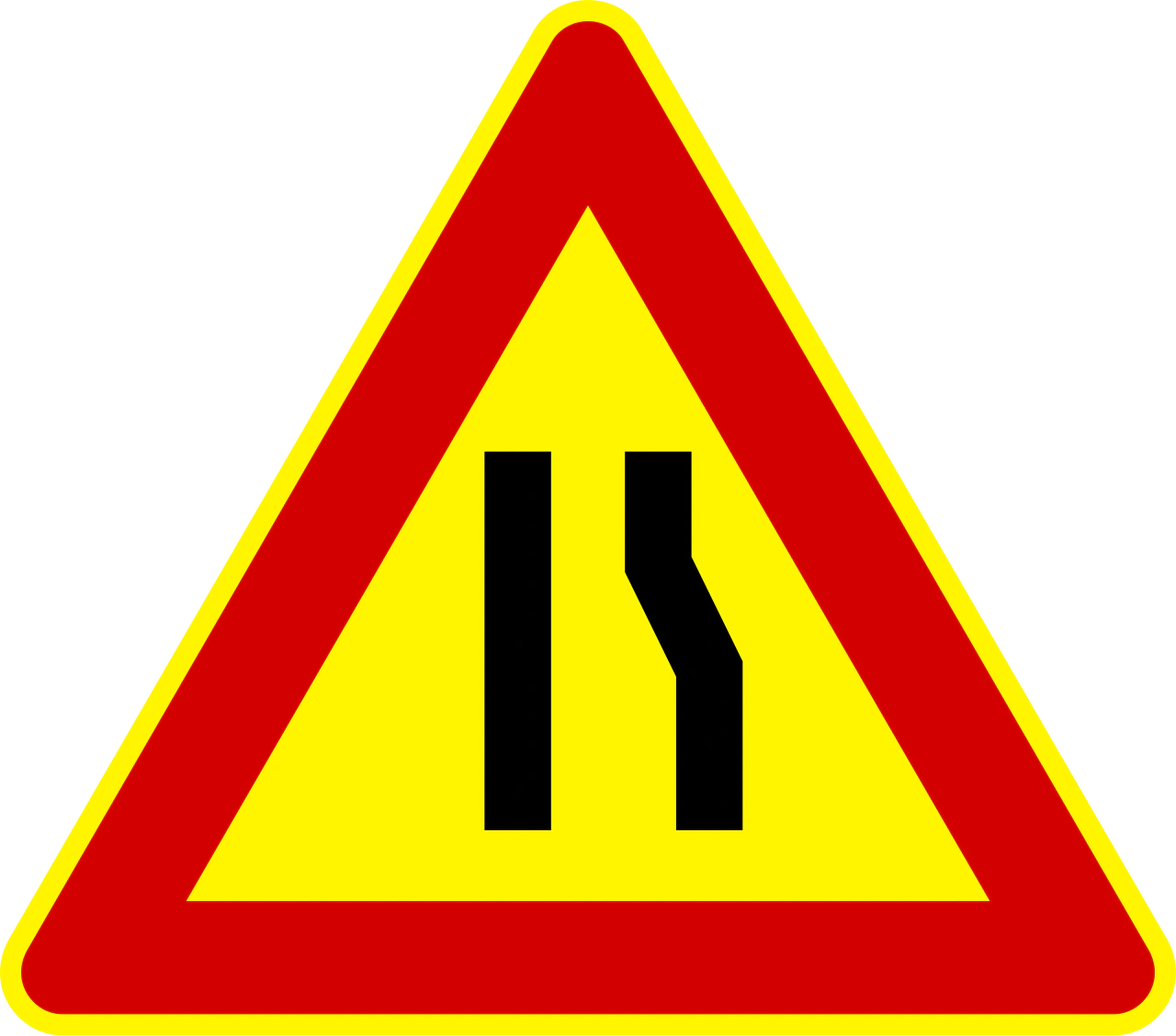 IT-T-04 - Fahrbahnverengung rechts Verkehrsschild