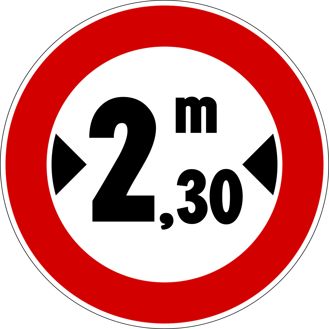 II.65 - No vehicles over width shown road sign