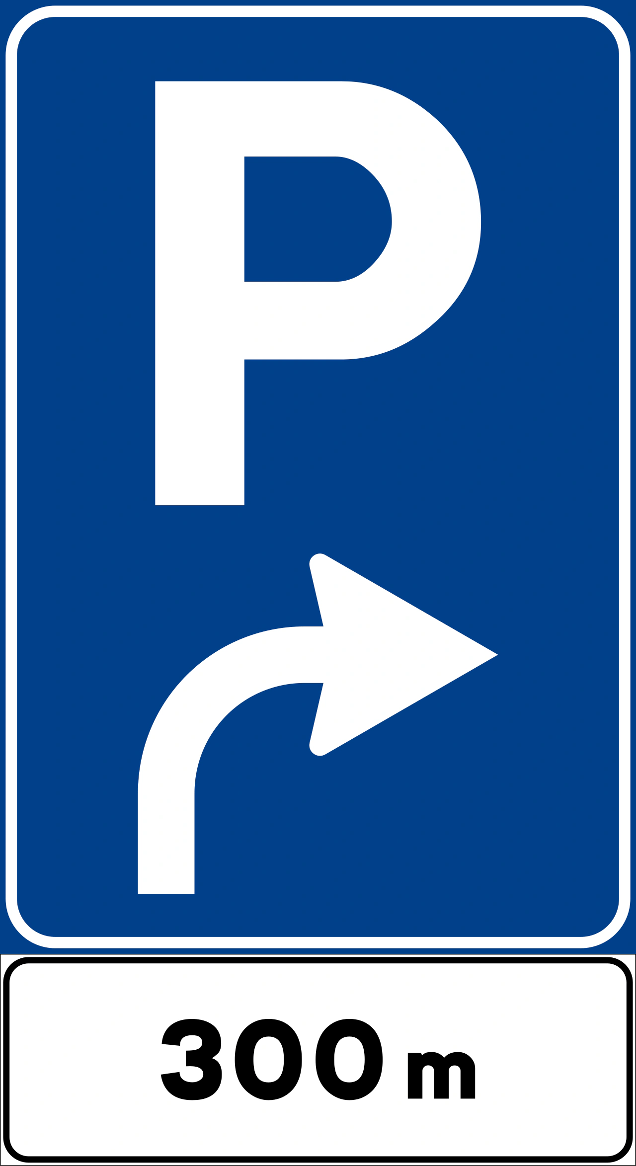 II.77 - Parking ahead in the direction of the arrow road sign
