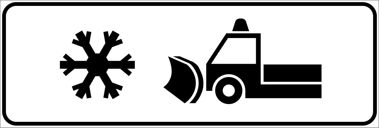 IT-AP-20 - Snow removal vehicle at work road sign