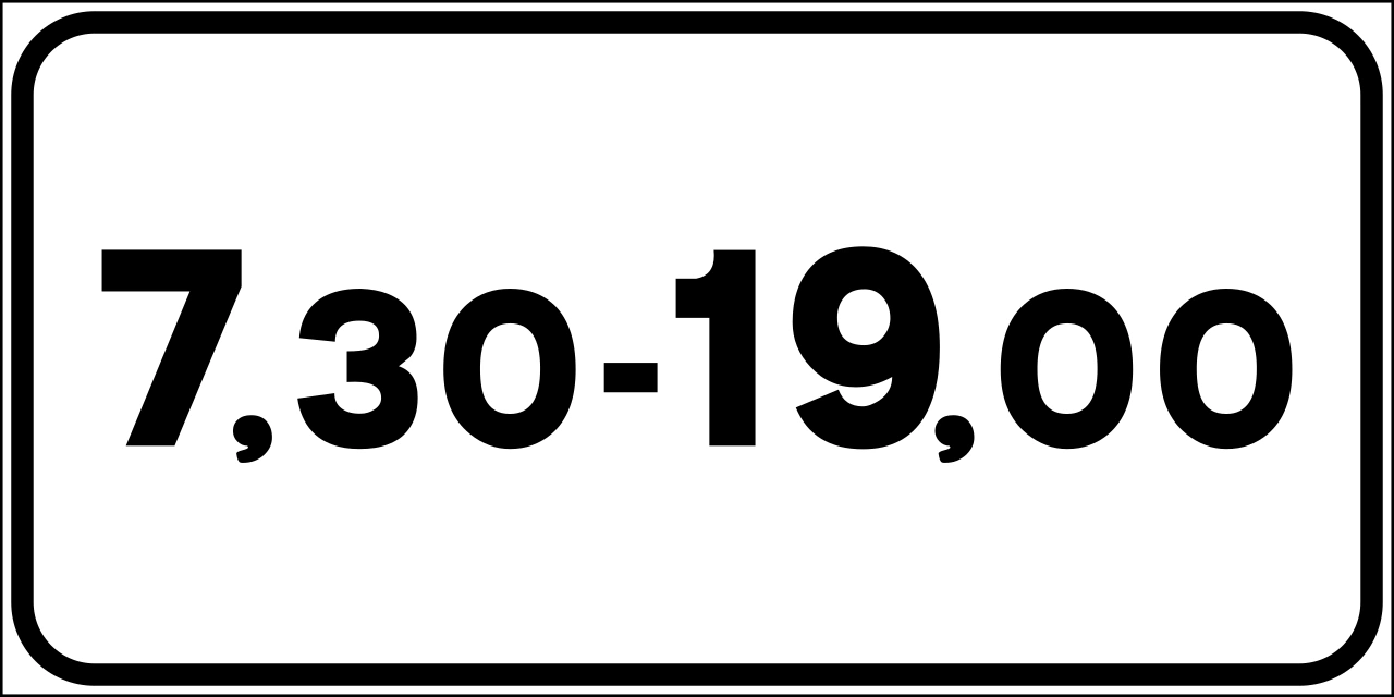 II.3-b - Fahrplantafel: Das Schild zwischen den angegebenen Stunden Verkehrsschild