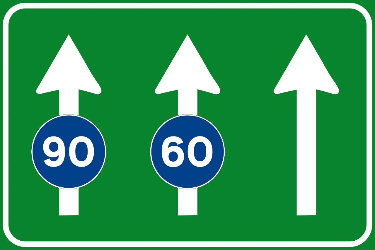II.338 - Benutzung von Fahrstreifen auf Autobahnen Verkehrsschild