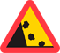 A12 - Advertencia por Desprendimiento de Rocas señal de tráfico