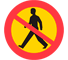 C15 - No Pedestrians road sign