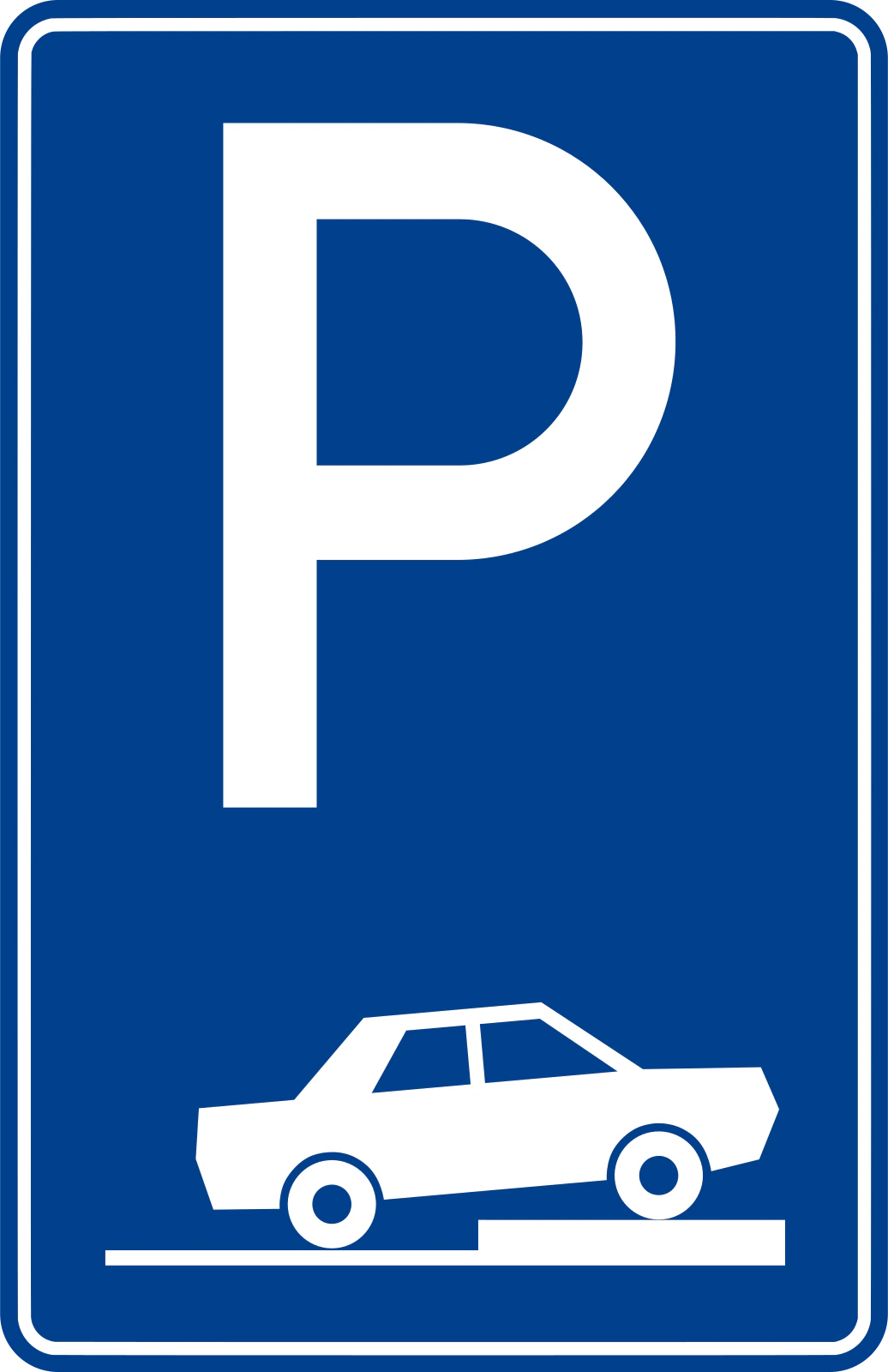 P-3D - Zaparkuj częściowo na chodniku (widok poziomy) znak drogowy