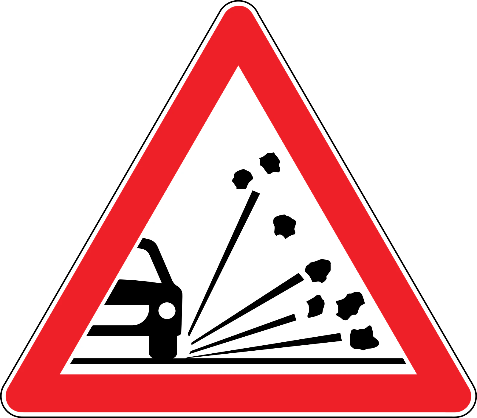 T-9 - Luźny żwir znak drogowy