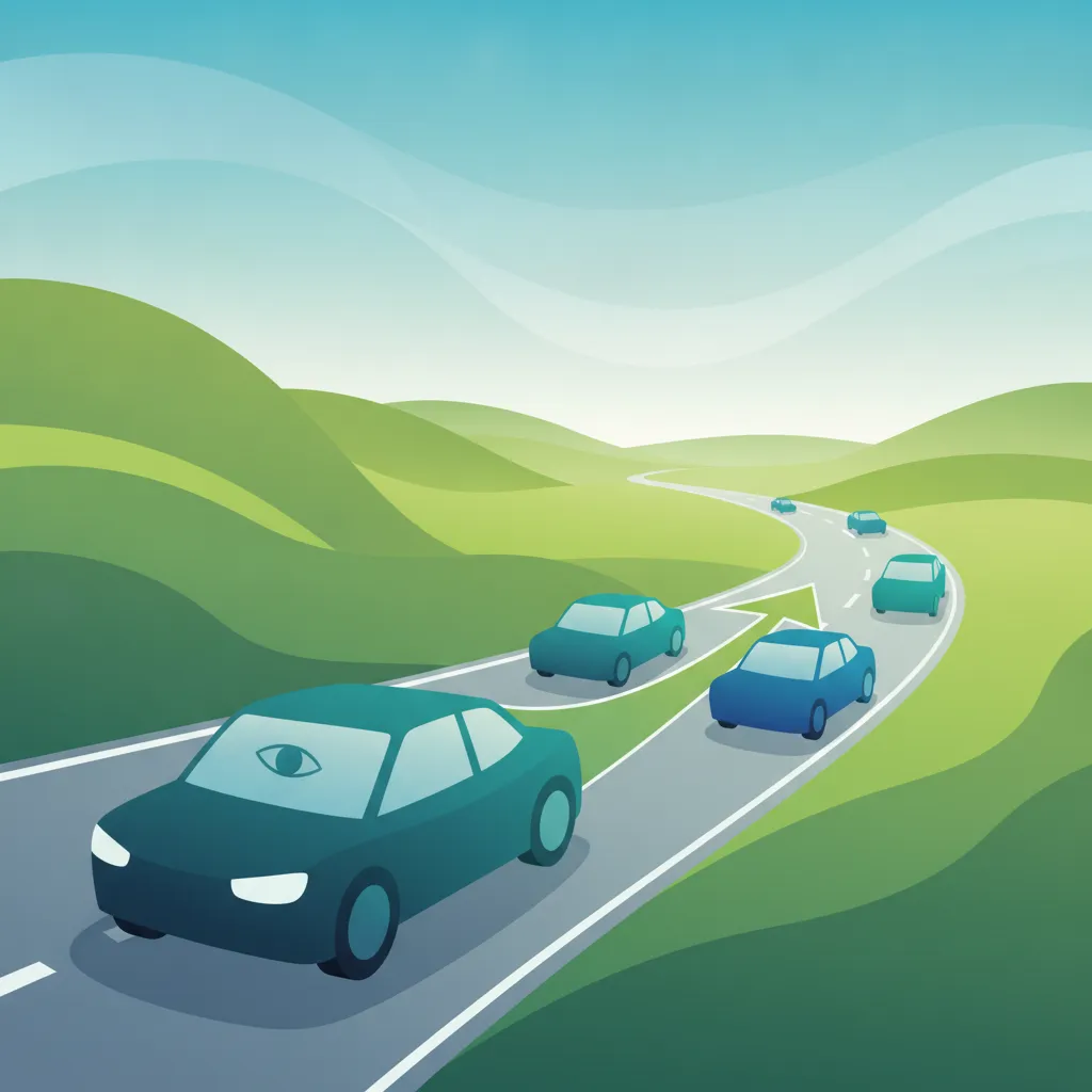 Illustration zum Thema Fahrtheorie Autobahnauffahrt für Lernende in Österreich