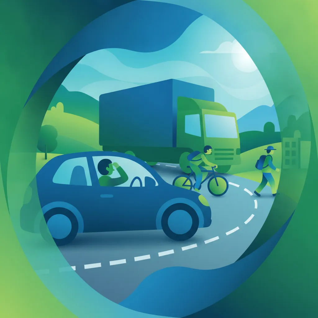 Illustration zum Thema Fahrtheorie Sicherheit im Straßenverkehr für Lernende in Österreich