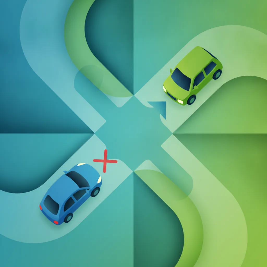 Ilustración del tema de teoría de conducción Intersecciones no reguladas y prioridad para alumnos de Austria