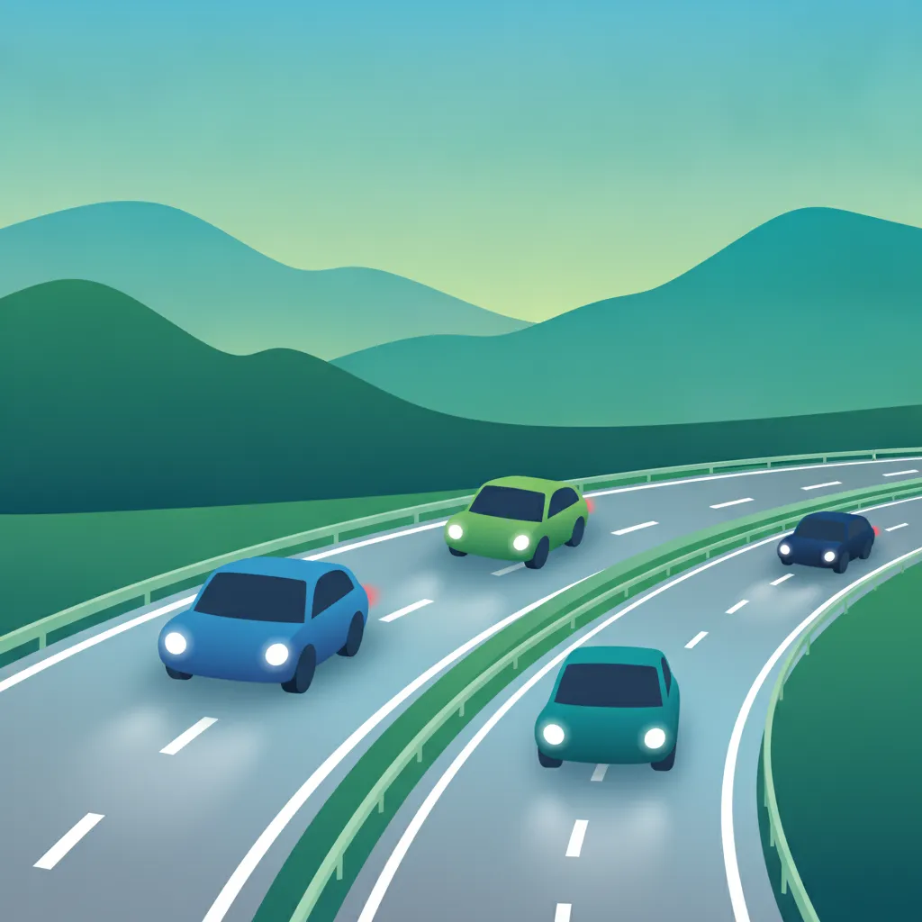 Illustration pour le sujet de théorie du permis Utilisation des voies autoroutières pour les apprenants de Autriche