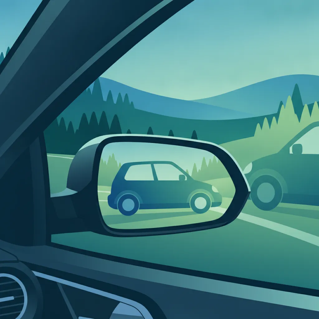 Illustration pour le sujet de théorie du permis Vérifications des rétroviseurs pour les apprenants de Autriche