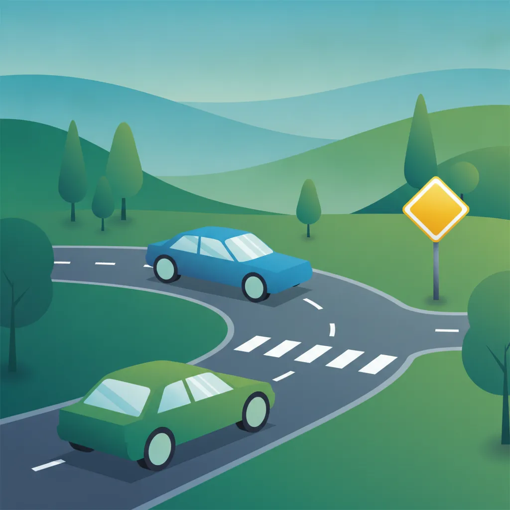 Ilustración del tema de teoría de conducción Carreteras Prioritarias (Vorrangstraße) en Austria para alumnos de Austria
