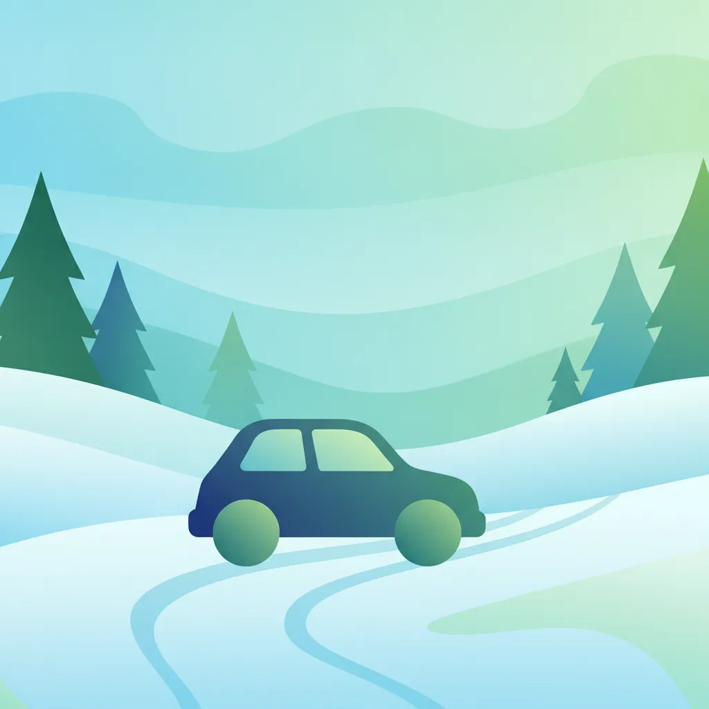 Illustration zum Theoriethema Fahren bei Schnee & Eis