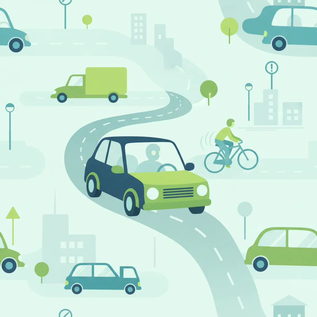 Illustration zum Theoriethema Defensives Fahren