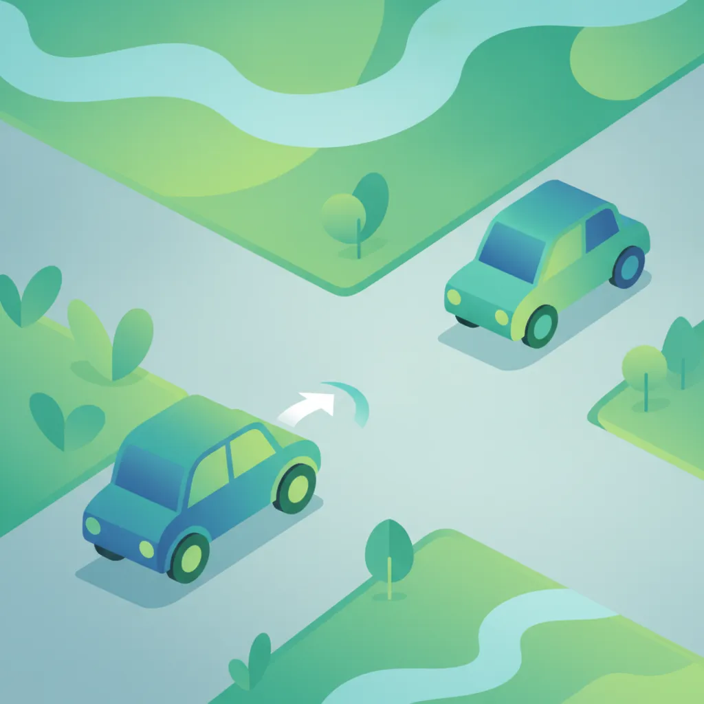 Illustration zum Thema Fahrtheorie Vorfahrt an unbeschilderten Kreuzungen für Lernende in Belgien