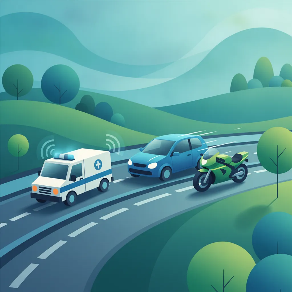 Illustration zum Thema Fahrtheorie Vorfahrt für Einsatzfahrzeuge für Lernende in Belgien