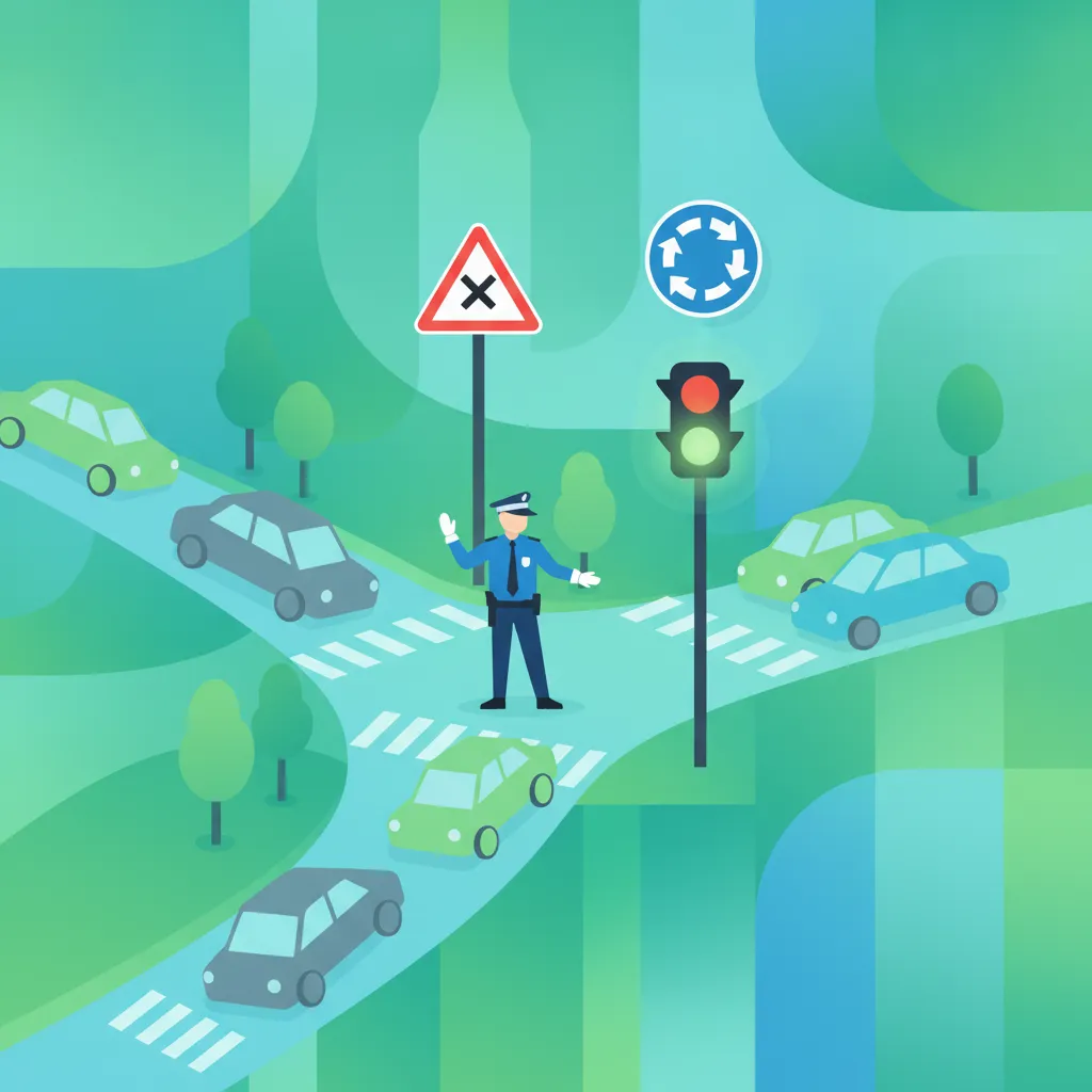 Illustration zum Theoriethema Belgische Vorfahrtsregeln