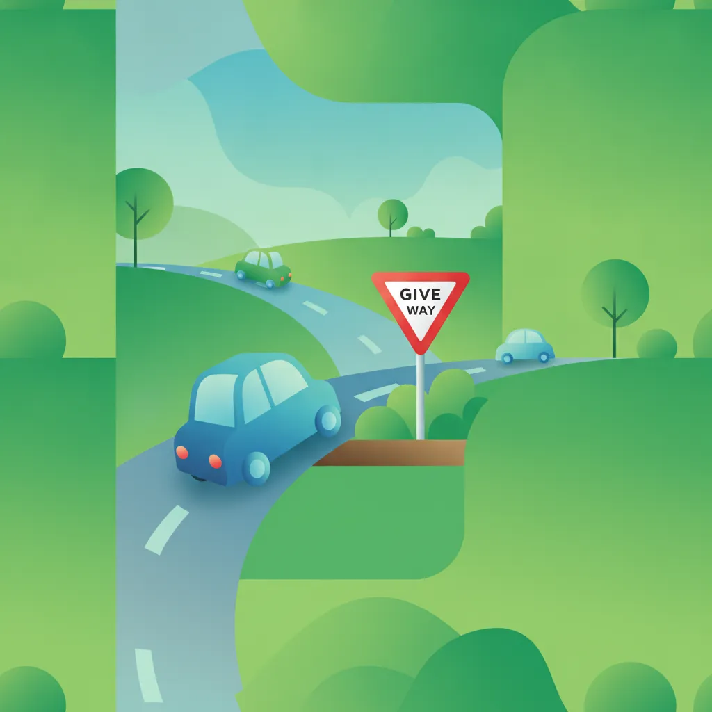 Illustration zum Thema Fahrtheorie Regeln für das Vorrangschild (B1) für Lernende in Belgien