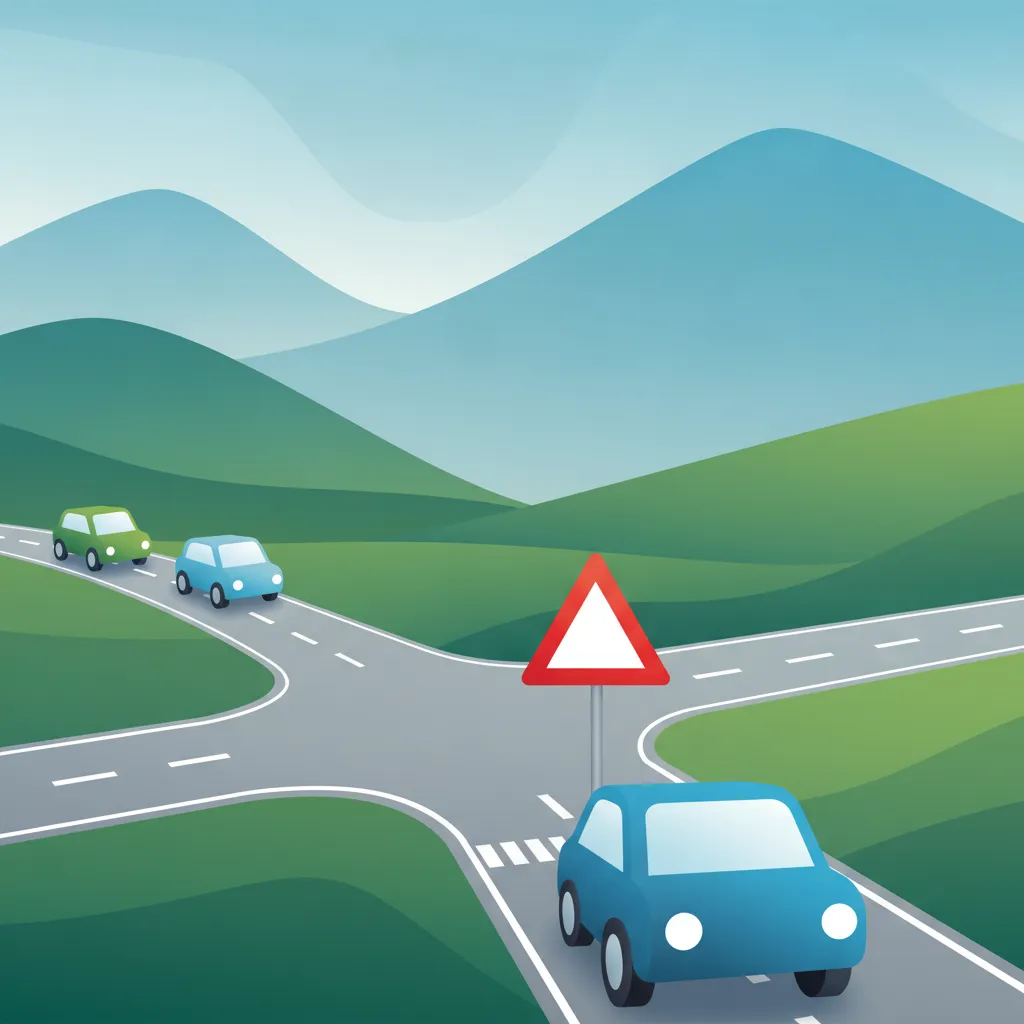Illustration zum Theoriethema Regeln für "Vorfahrt gewähren"-Schilder