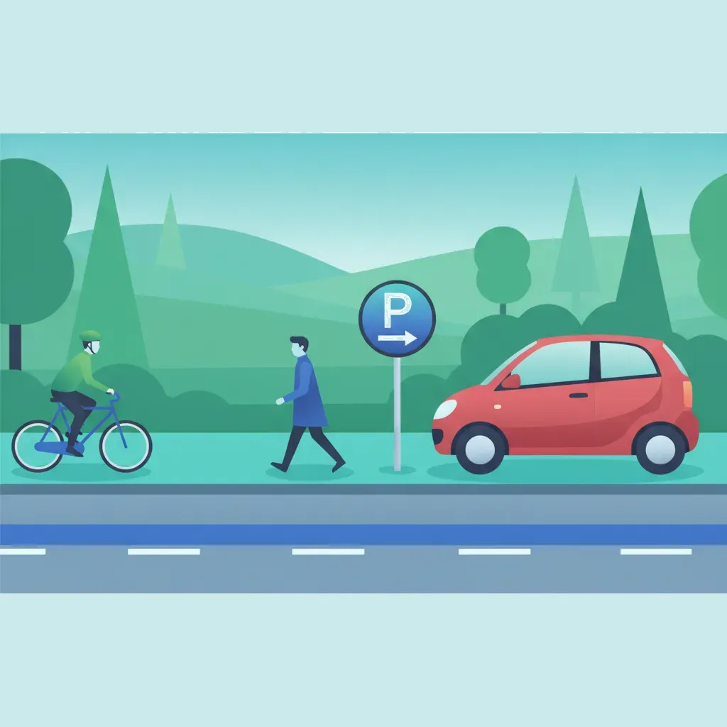 Illustration zum Thema Fahrtheorie Parksicherheit für Lernende in Schweiz