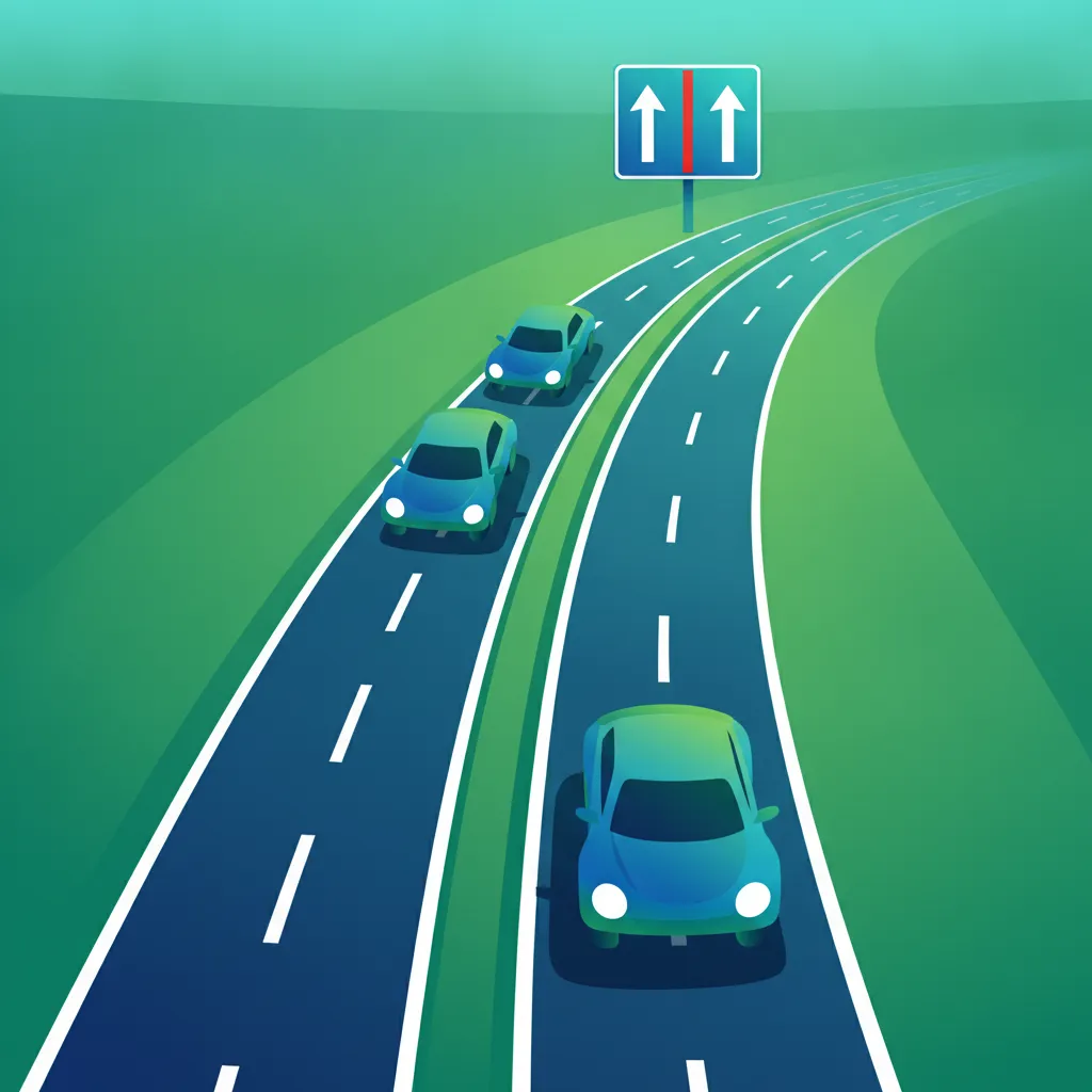 Illustration zum Theoriethema Fahrbahnbenutzung auf Autobahnen