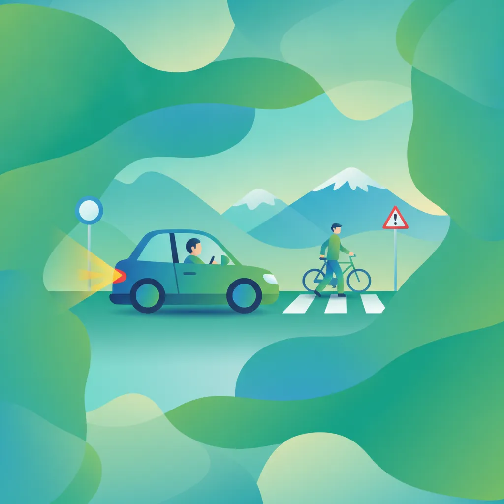 Illustration for the driving theory topic Safe Turning Maneuvers for learners in Switzerland