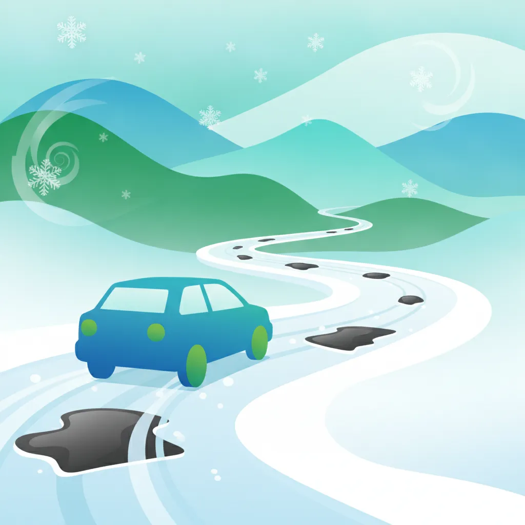 Illustration zum Theoriethema Fahren bei Schnee & Eis