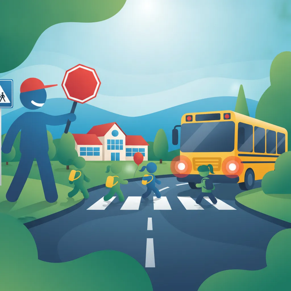 Illustration zum Thema Fahrtheorie Schulzonen & Kindersicherheit für Lernende in Schweiz